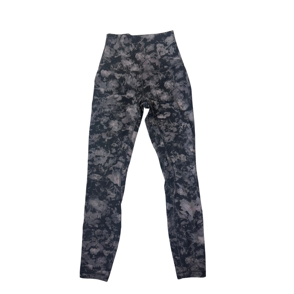 Luluemon Align crop 21"- Floral Shadow Wash Print (Black/Plum), size 0